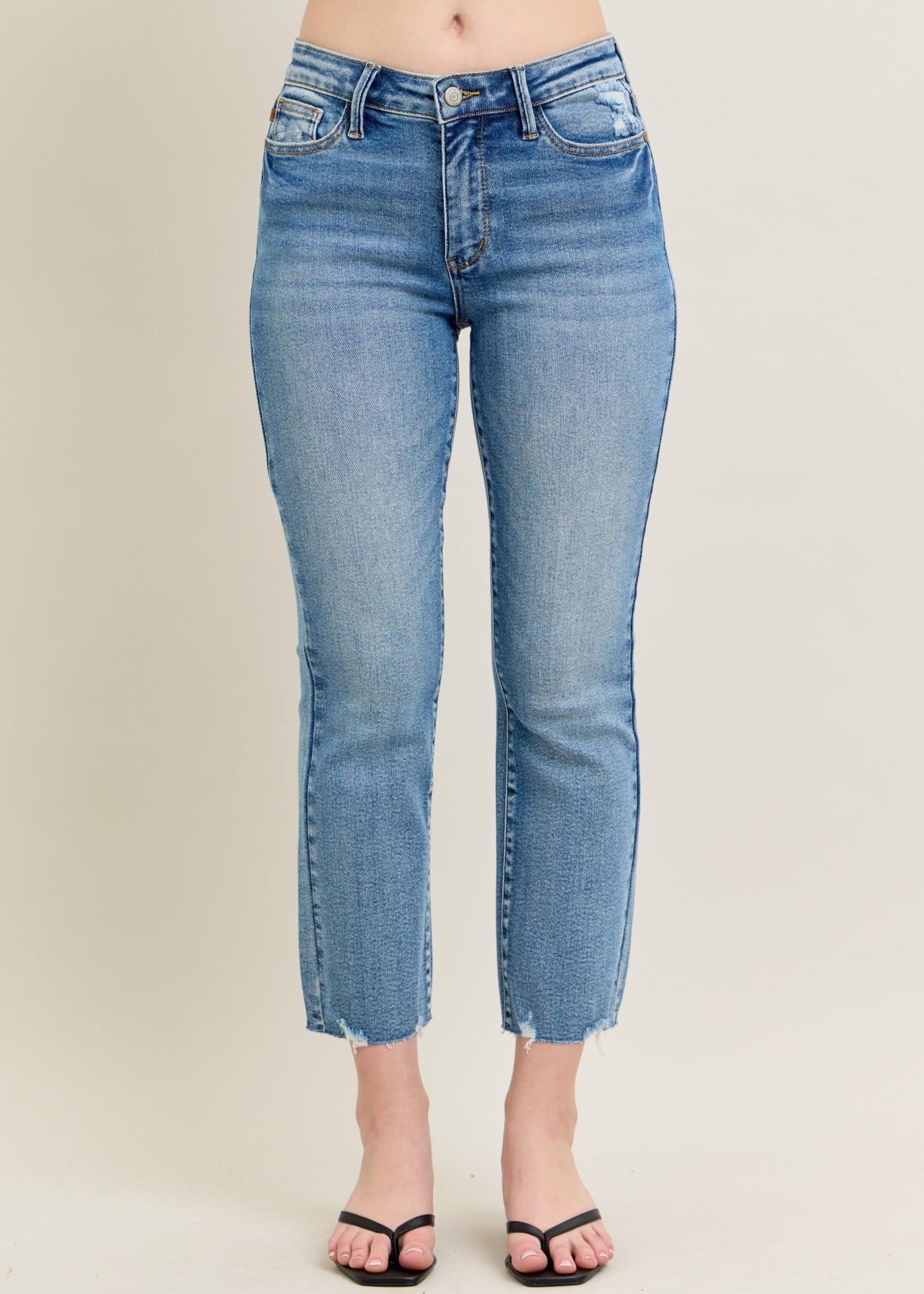 Judy Blue Vintage Distressed Hem Kick Flare - The Nines