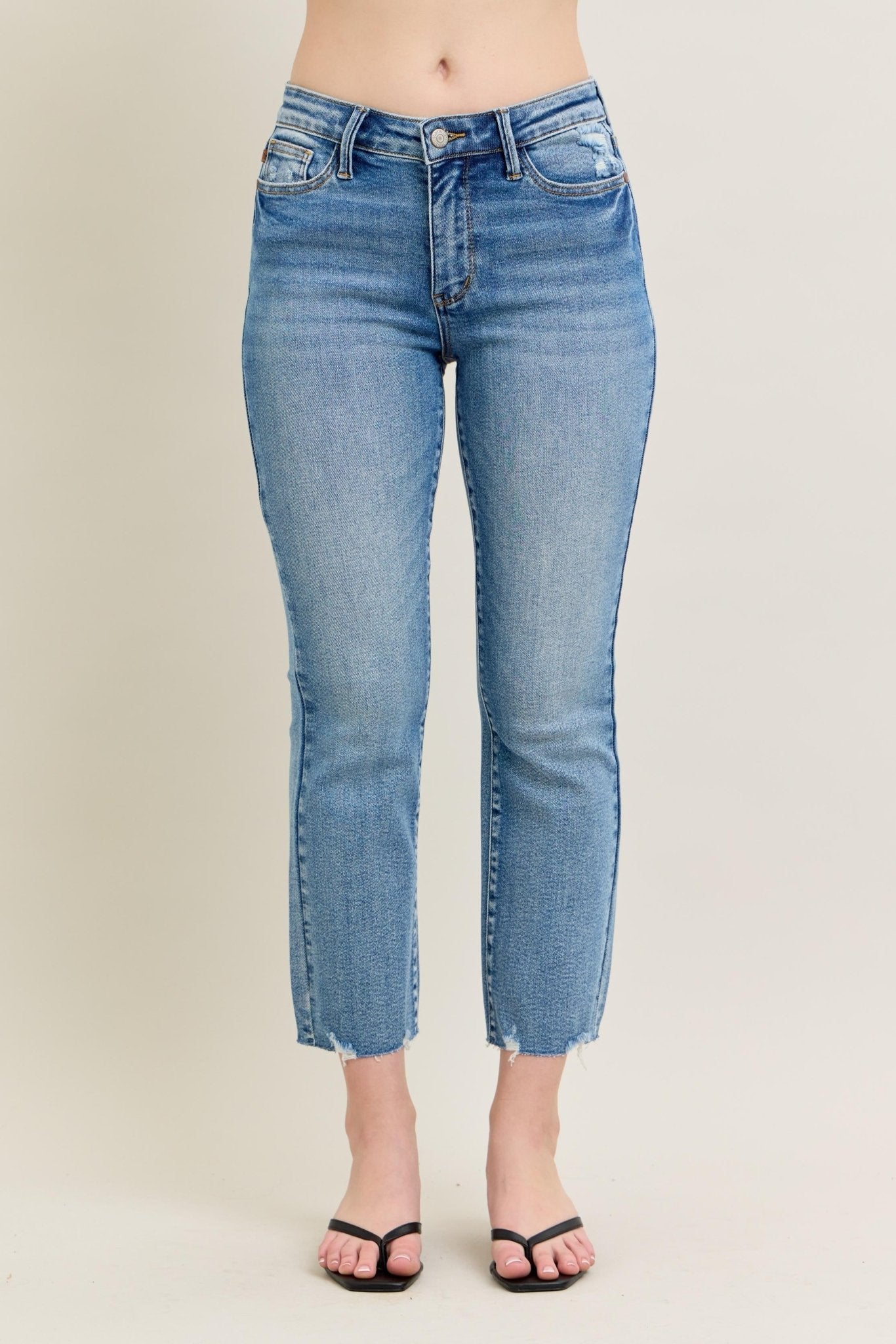 Judy Blue Vintage Distressed Hem Kick Flare - The Nines