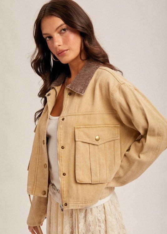 Corduroy Collar Jacket - 2 Colors! - The Nines
