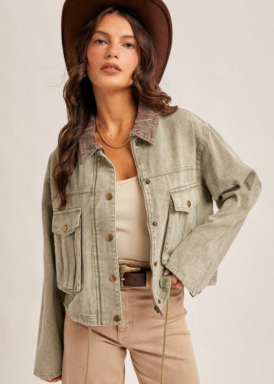 Corduroy Collar Jacket - 2 Colors! - The Nines