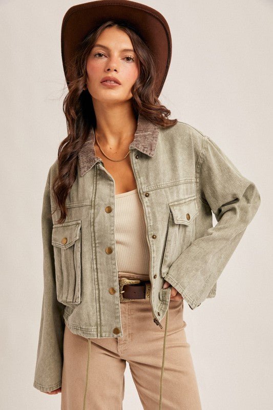 Corduroy Collar Jacket - 2 Colors! - The Nines