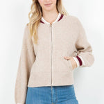 Taupe & Burgundy Sweater Jacket - The Nines