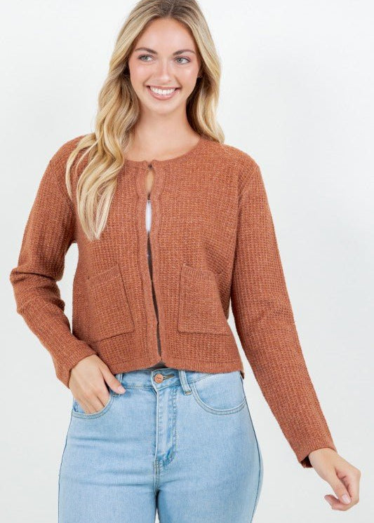 Rusty Keyhole Pocket Cardigan - The Nines