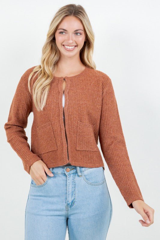 Rusty Keyhole Pocket Cardigan - The Nines