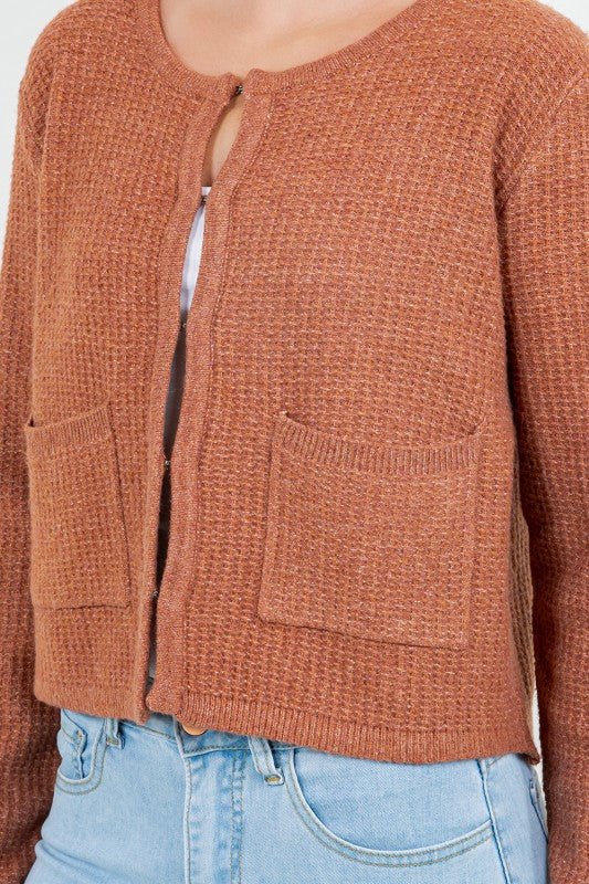 Rusty Keyhole Pocket Cardigan - The Nines