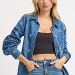 Leaf Embroidered Denim Top - FINAL SALE! - The Nines