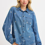 Leaf Embroidered Denim Top - FINAL SALE! - The Nines