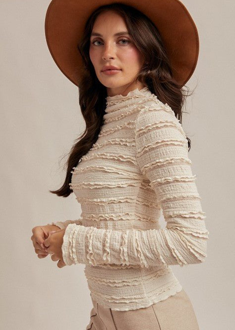 Ivory Mock Ruffled Lace Top - FINAL SALE! - The Nines