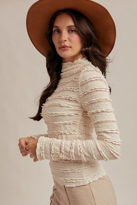 Ivory Mock Ruffled Lace Top - FINAL SALE! - The Nines