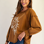 Rust Horse Sweatshirt Top - The Nines