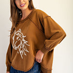 Rust Horse Sweatshirt Top - The Nines