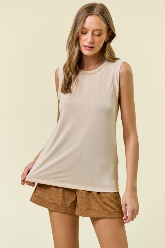 Braided Neck Tank Top - 3 colors! - The Nines