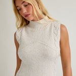 Sleeveless Cable Mock Sweater Dress - The Nines