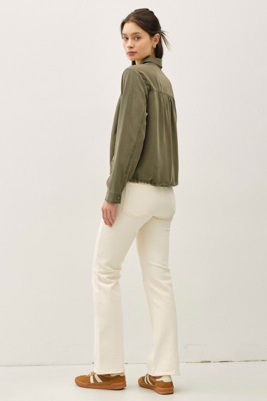 Tencel Button Up Blouson Style Jacket - 2 Colors! - The Nines