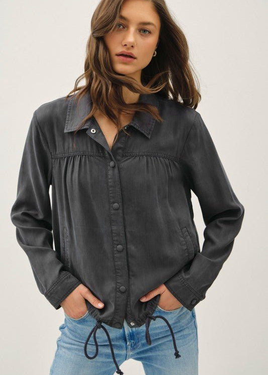 Tencel Button Up Blouson Style Jacket - 2 Colors! - The Nines