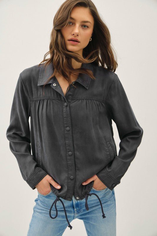 Tencel Button Up Blouson Style Jacket - 2 Colors! - The Nines