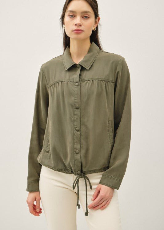 Tencel Button Up Blouson Style Jacket - 2 Colors! - The Nines