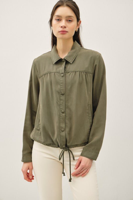 Tencel Button Up Blouson Style Jacket - 2 Colors! - The Nines