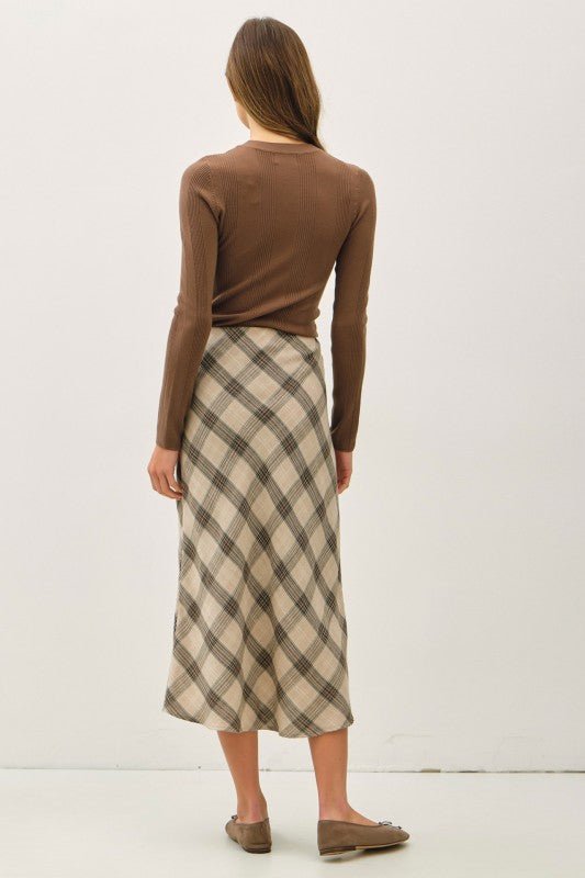 Plaid Midi Skirt - The Nines