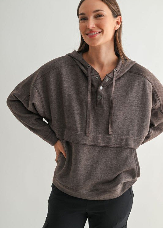 Burnout Fleece Snap Hoodie - 2 colors! - The Nines