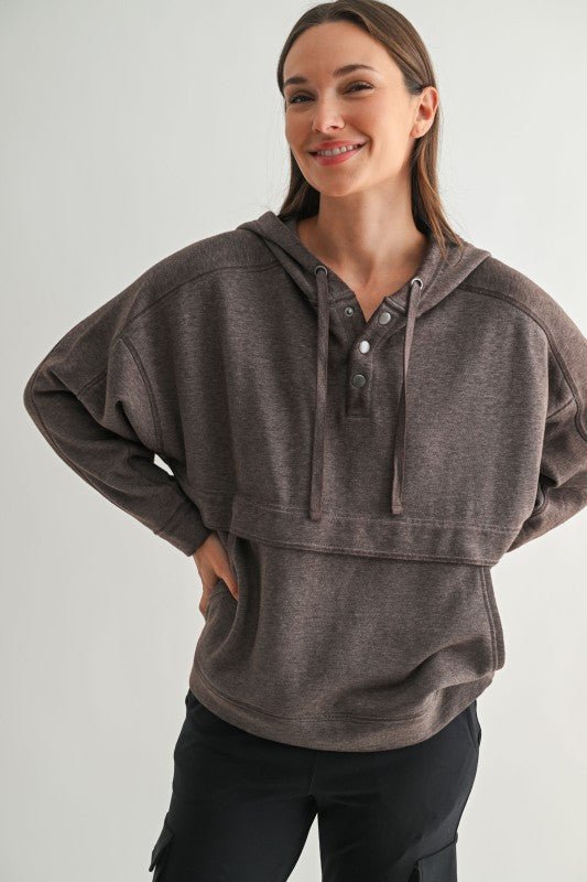 Burnout Fleece Snap Hoodie - 2 colors! - The Nines