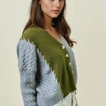 Patchwork Olive Cardigan - The Nines