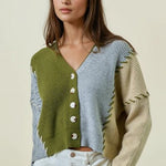 Patchwork Olive Cardigan - The Nines