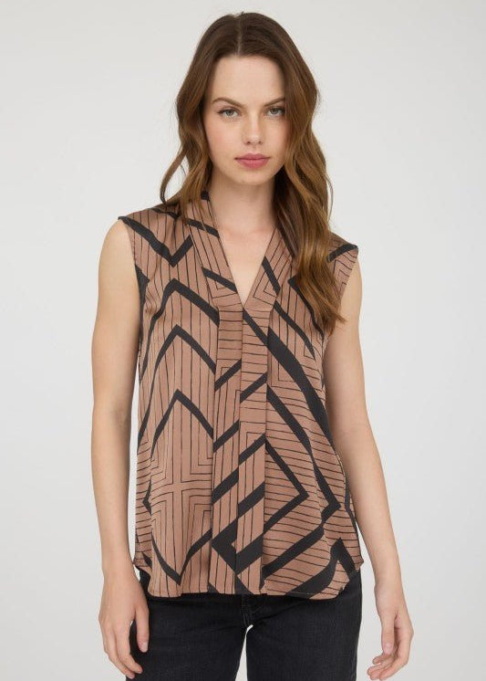 Mocha & Black Satin Top - The Nines