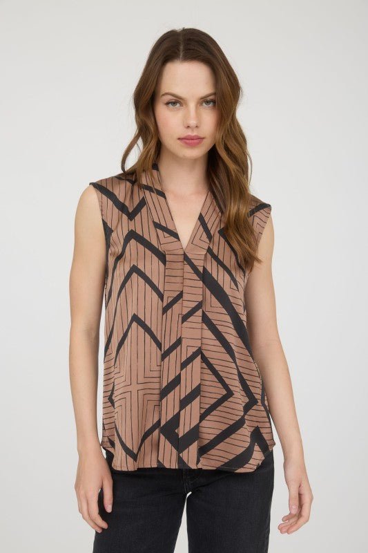 Mocha & Black Satin Top - The Nines
