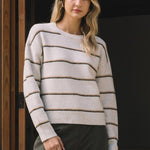 Ivory Camel Olive Crew Neck Sweater - The Nines