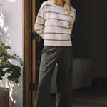 Ivory Camel Olive Crew Neck Sweater - The Nines