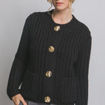 Chunky Knit Gold Button Cardigan - FINAL SALE! - The Nines