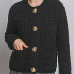 Chunky Knit Gold Button Cardigan - FINAL SALE! - The Nines