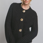 Chunky Knit Gold Button Cardigan - FINAL SALE! - The Nines