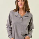 Buttery Soft Pinstripe Snap Button Top - 2 Colors! - The Nines