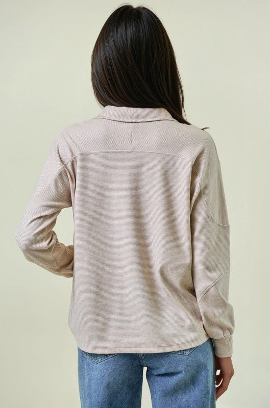 Buttery Soft Pinstripe Snap Button Top - 2 Colors! - The Nines