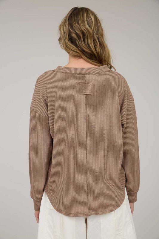 Ribbed Long Sleeve Henley - FINAL SALE! - The Nines