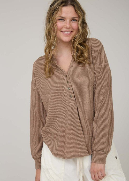 Ribbed Long Sleeve Henley - FINAL SALE! - The Nines