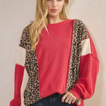 Red Animal Print Ribbed Top - The Nines