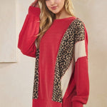 Red Animal Print Ribbed Top - The Nines