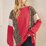 Red Animal Print Ribbed Top - The Nines