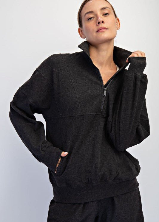 Rae Mode Brushed Quarter Zip Top - 3 Colors! - The Nines
