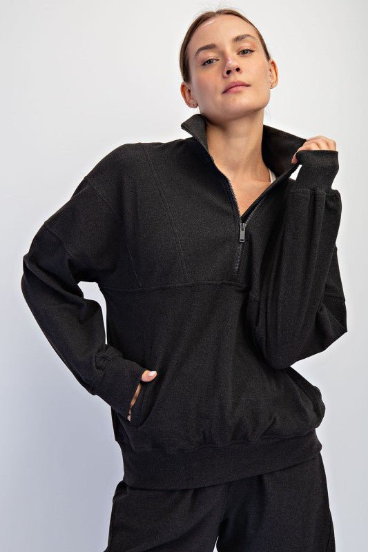 Rae Mode Brushed Quarter Zip Top - 3 Colors! - The Nines
