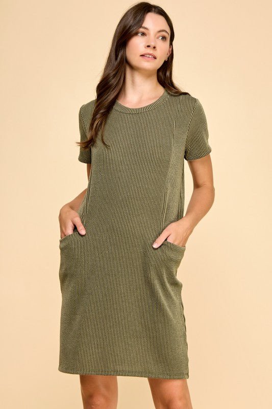 Ribbed Pocket Dresses - 2 Colors! - The Nines