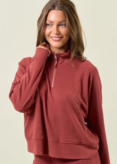 Textured Lightweight Zip Up Sweatshirt - 3 Colors! - The Nines