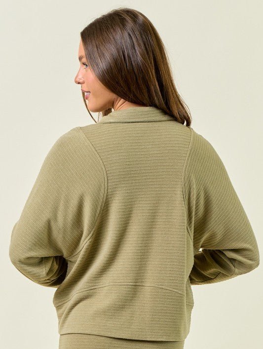 Textured Lightweight Zip Up Sweatshirt - 3 Colors! - The Nines