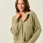 Textured Lightweight Zip Up Sweatshirt - 3 Colors! - The Nines