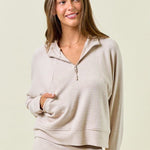 Textured Lightweight Zip Up Sweatshirt - 3 Colors! - The Nines