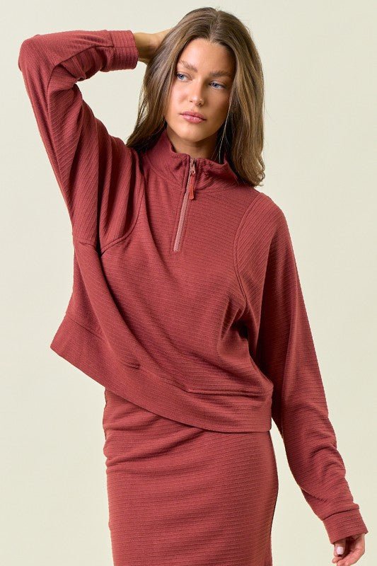 Textured Lightweight Zip Up Sweatshirt - 3 Colors! - The Nines