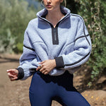 Lavender Blue & Black Sherpa Quarter Zip Jacket - The Nines